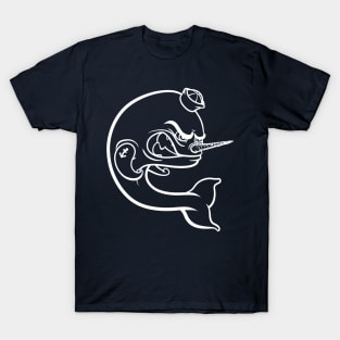 Angry Narwhal - White Outline T-Shirt